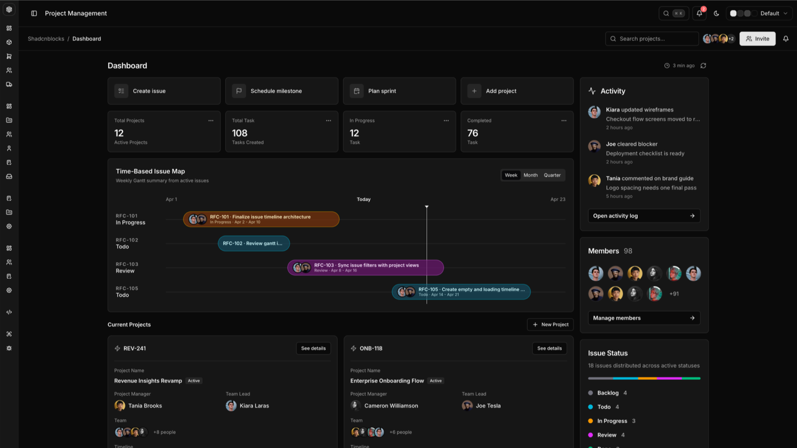 SaaS dashboard block preview