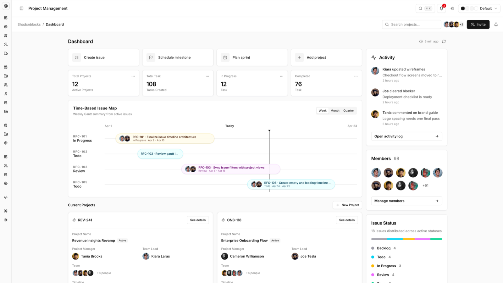 SaaS dashboard block preview